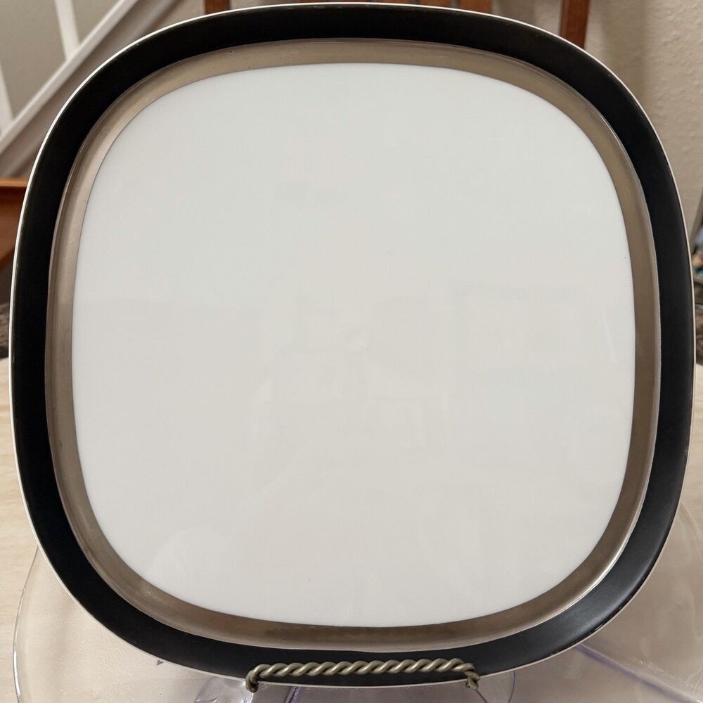 Sango Quadrille Black Satin 10.25” Dinner Plate 7017 Japan Champagne Gold Trim